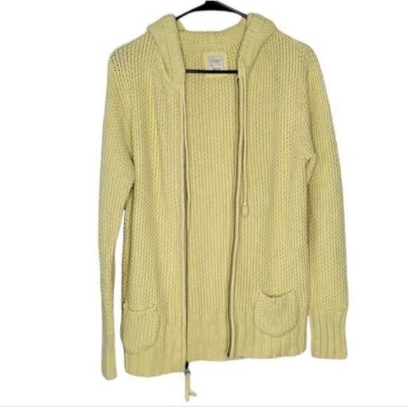 Old Navy Yellow Knit Zip Front Hoodie Sweater - Picture 2 of 5